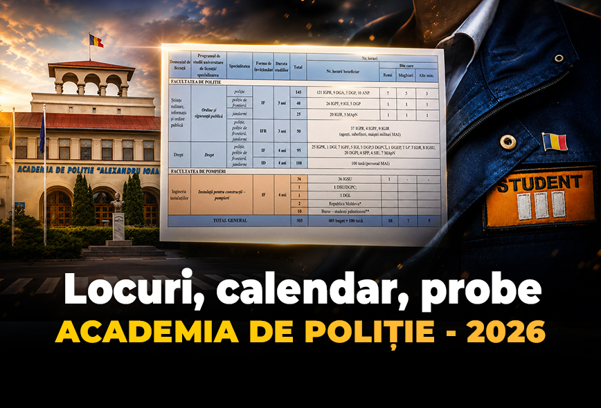 Academia de Poliție 2026: locuri, calendar și condiții